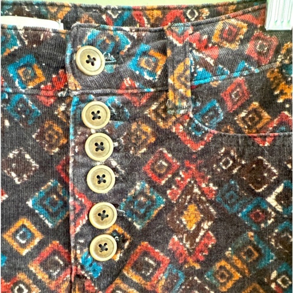 Anthropologie pattern, corduroy pants